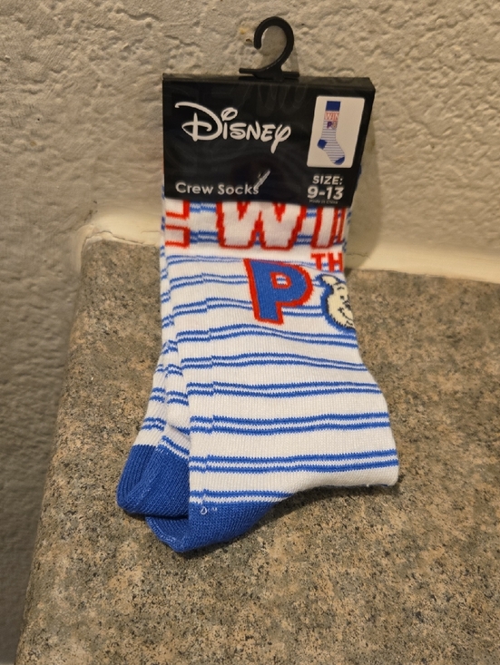 Disney Accessories - Disney White & Blue Crew Socks with Red Accents